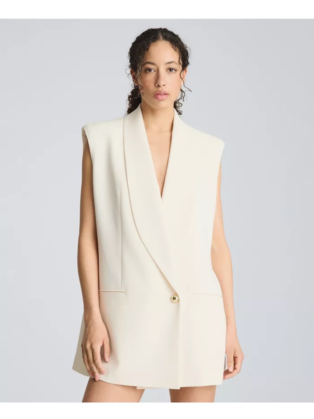 Kenneth Cole Sleeveless Cream Blazer Mini Dress